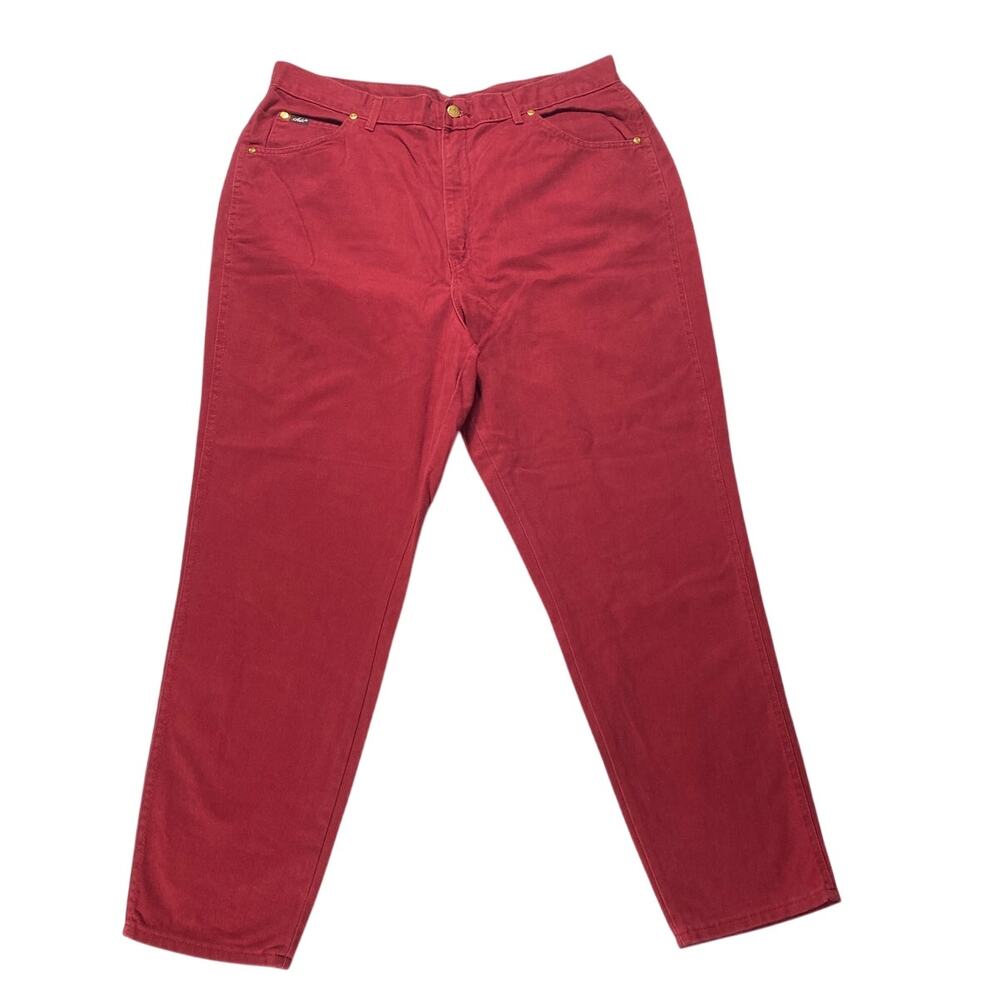 Vintage Womens Chic Denim Jeans Plus Size 22 W Wine Red Magenta Pink Straight